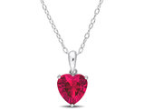 2.84 Carat (ctw) Lab-Created Ruby Heart Solitaire Pendant Necklace in Sterling Silver with Chain